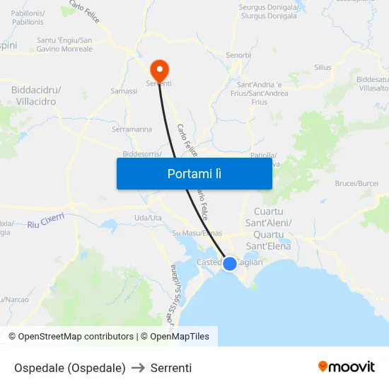 Ospedale (Ospedale) to Serrenti map