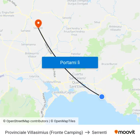 Provinciale Villasimius (Fronte Camping) to Serrenti map