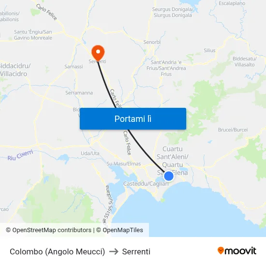 Colombo (Angolo Meucci) to Serrenti map