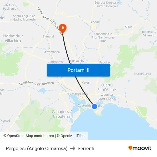 Pergolesi (Angolo Cimarosa) to Serrenti map