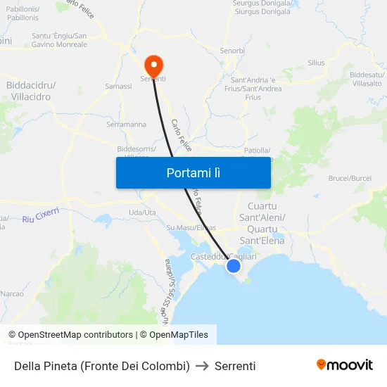 Della Pineta (Fronte Dei Colombi) to Serrenti map