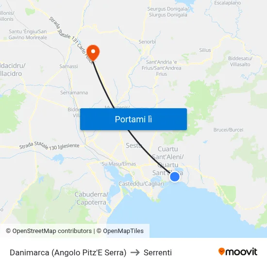 Danimarca (Angolo Pitz'E Serra) to Serrenti map
