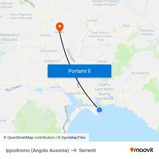 Ippodromo (Angolo Ausonia) to Serrenti map