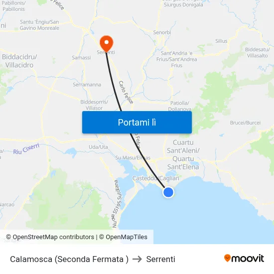 Calamosca (Seconda Fermata ) to Serrenti map
