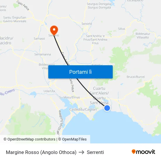 Margine Rosso (Angolo Othoca) to Serrenti map