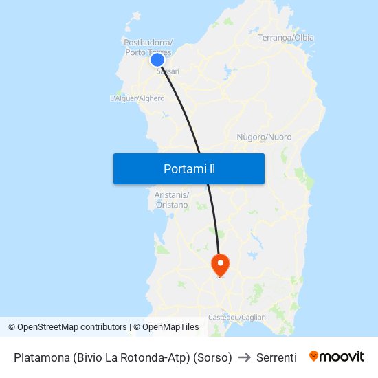 Platamona (Bivio La Rotonda-Atp) (Sorso) to Serrenti map