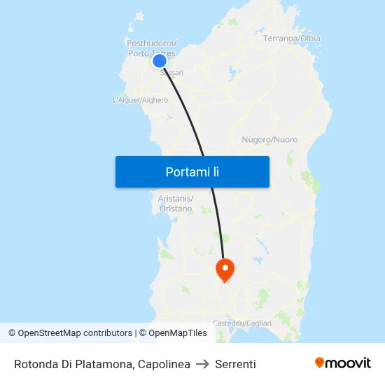 Rotonda Di Platamona, Capolinea to Serrenti map