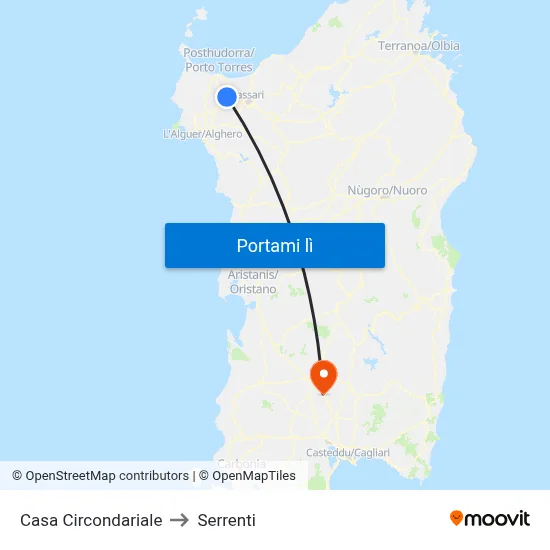 Casa Circondariale to Serrenti map
