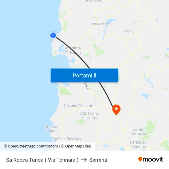 Sa Rocca Tunda ( Via Tonnara ) to Serrenti map