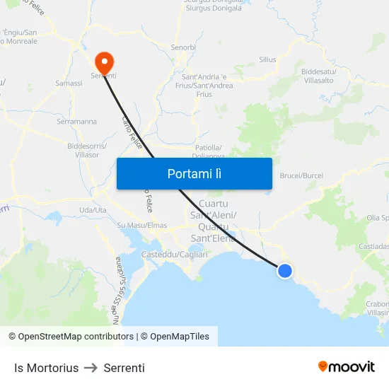 Is Mortorius to Serrenti map