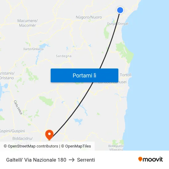 Galtelli' Via Nazionale 180 to Serrenti map