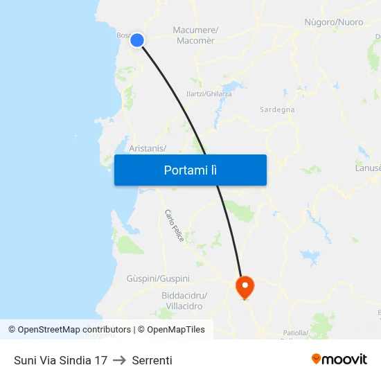 Suni Via Sindia 17 to Serrenti map
