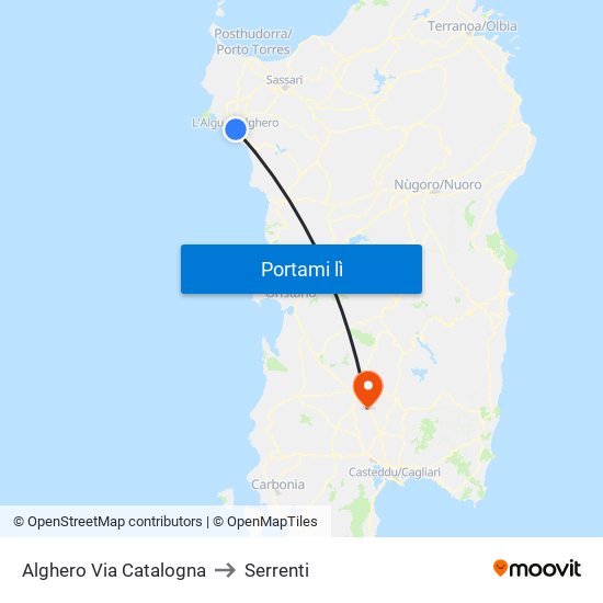 Alghero Via Catalogna to Serrenti map