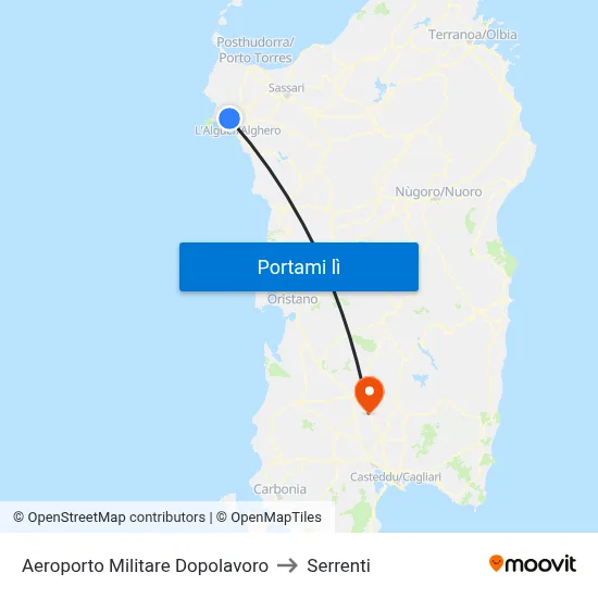 Aeroporto Militare Dopolavoro to Serrenti map