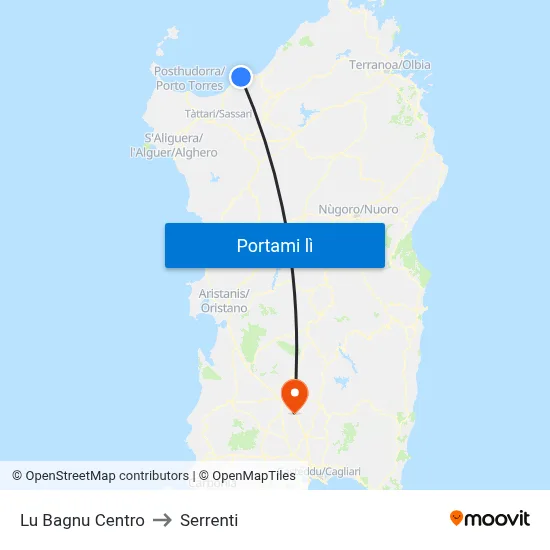 Lu Bagnu Centro to Serrenti map