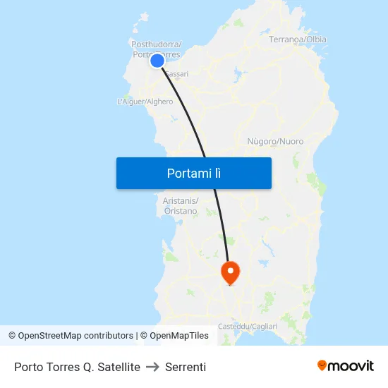 Porto Torres Q. Satellite to Serrenti map
