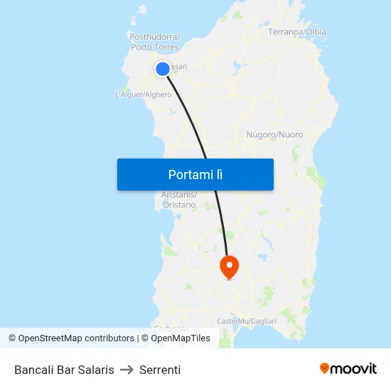 Bancali Bar Salaris to Serrenti map
