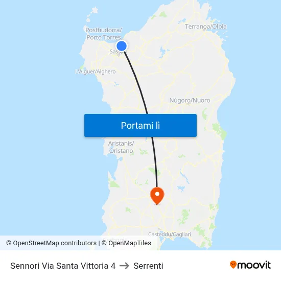 Sennori Via Santa Vittoria 4 to Serrenti map