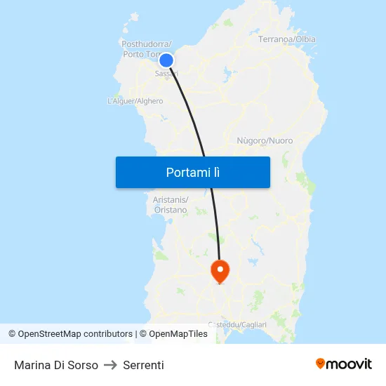 Marina Di Sorso to Serrenti map