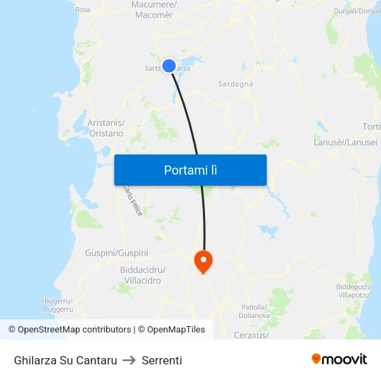 Ghilarza Su Cantaru to Serrenti map
