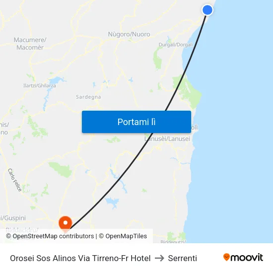 Orosei Sos Alinos Via Tirreno-Fr Hotel to Serrenti map