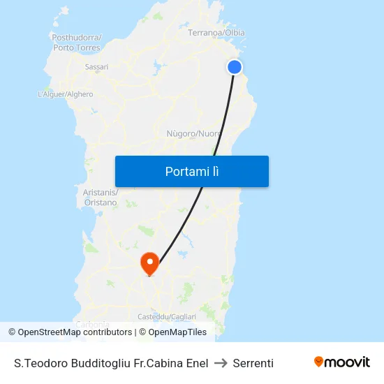S.Teodoro Budditogliu Fr.Cabina Enel to Serrenti map