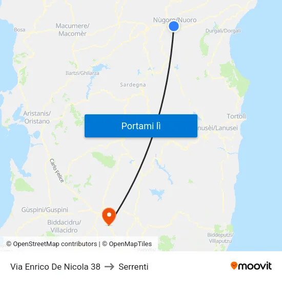 Via Enrico De Nicola 38 to Serrenti map
