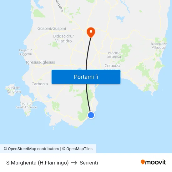 S.Margherita (H.Flamingo) to Serrenti map