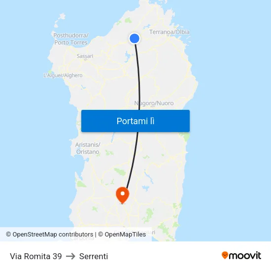 Via Romita 39 to Serrenti map