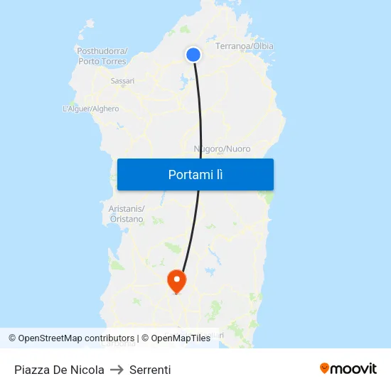 Piazza De Nicola to Serrenti map