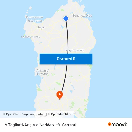 V.Togliatti/Ang.Via Naddeo to Serrenti map