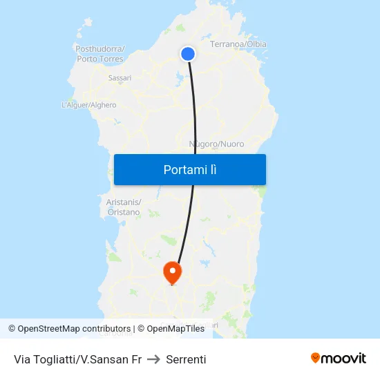 Via Togliatti/V.Sansan Fr to Serrenti map