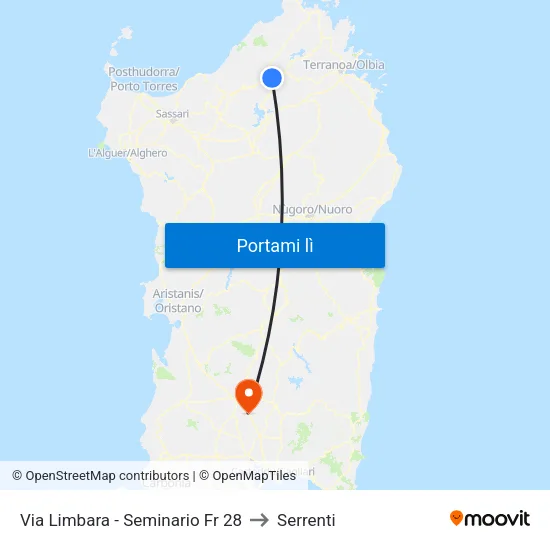 Via Limbara - Seminario Fr 28 to Serrenti map