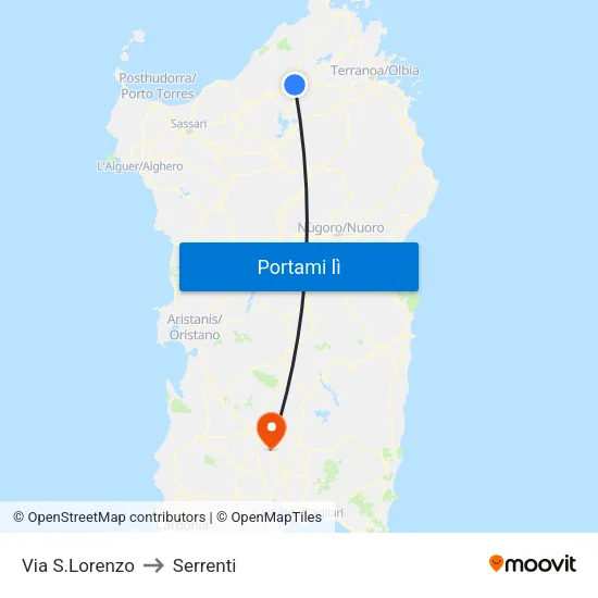 Via S.Lorenzo to Serrenti map