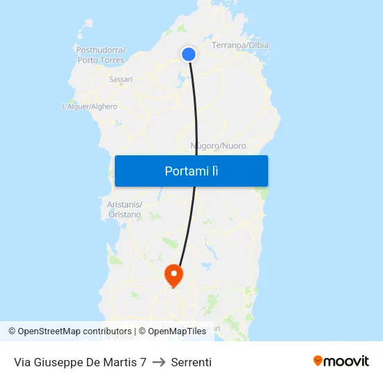 Via Giuseppe De Martis 7 to Serrenti map