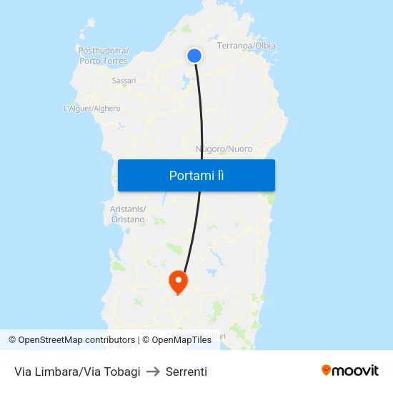 Via Limbara/Via Tobagi to Serrenti map