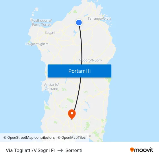 Via Togliatti/V.Segni Fr to Serrenti map