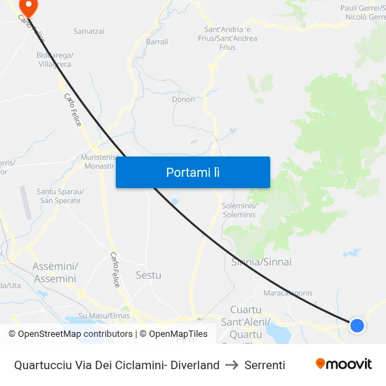 Quartucciu Via Dei Ciclamini- Diverland to Serrenti map