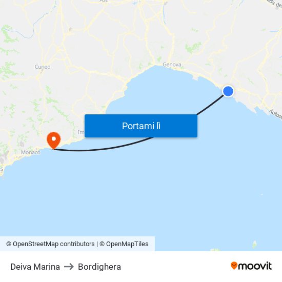 Deiva Marina to Bordighera map