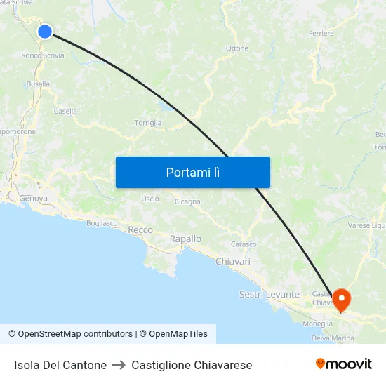 Isola Del Cantone to Castiglione Chiavarese map