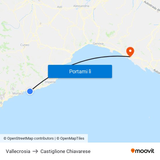 Vallecrosia to Castiglione Chiavarese map