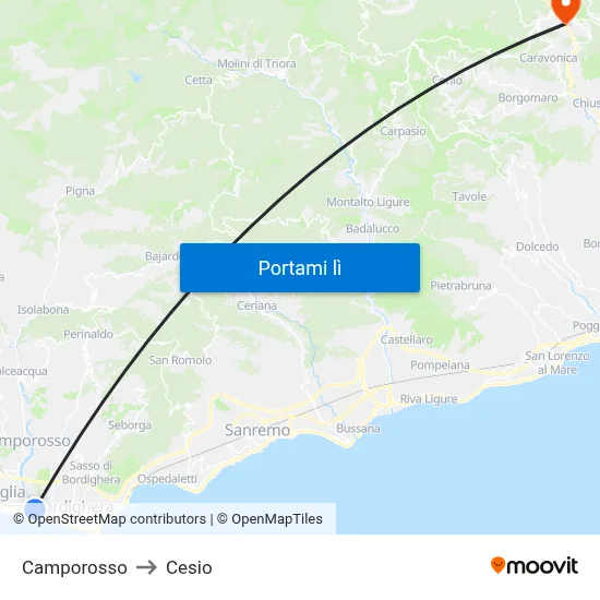 Camporosso to Cesio map