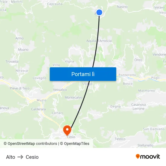 Alto to Cesio map