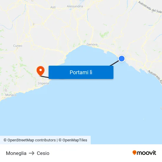 Moneglia to Cesio map