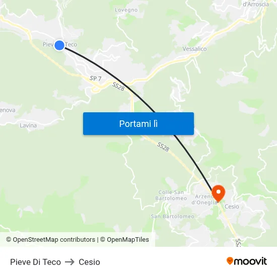 Pieve Di Teco to Cesio map