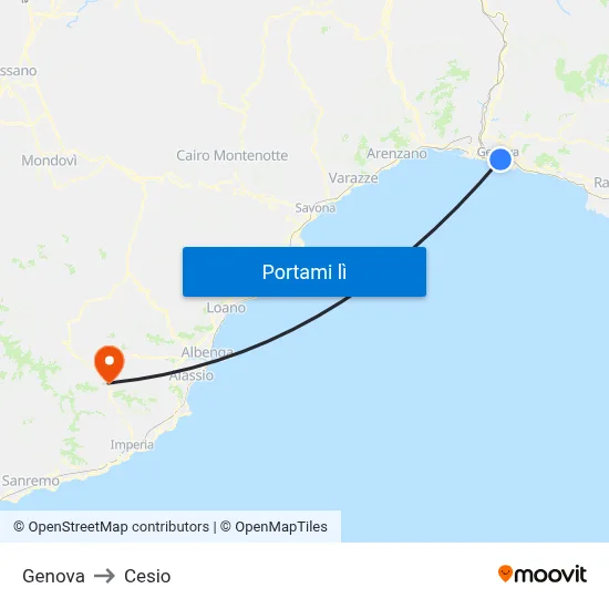 Genova to Cesio map