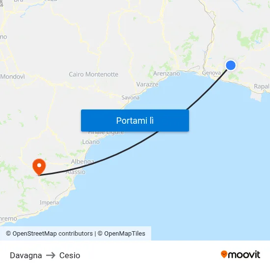 Davagna to Cesio map