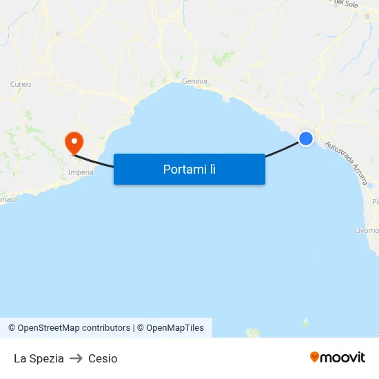La Spezia to Cesio map