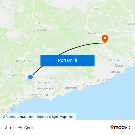 Airole to Cesio map