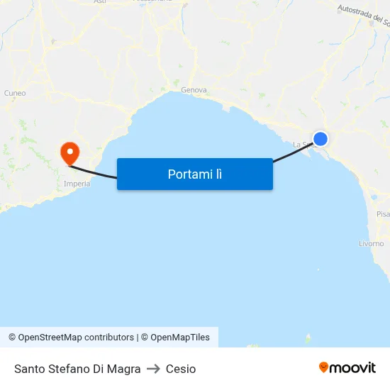 Santo Stefano Di Magra to Cesio map